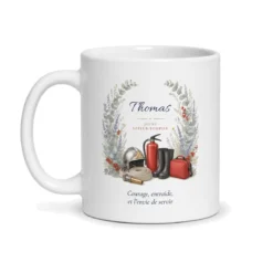 Mug jeune sapeur-pompier personnalisé prénom – mug blanc vu de face