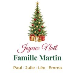 Mug Joyeux Noël Famille personnalisé nom et prénoms – design à plat