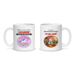 Mug licorne – les deux faces du mug côte à côte