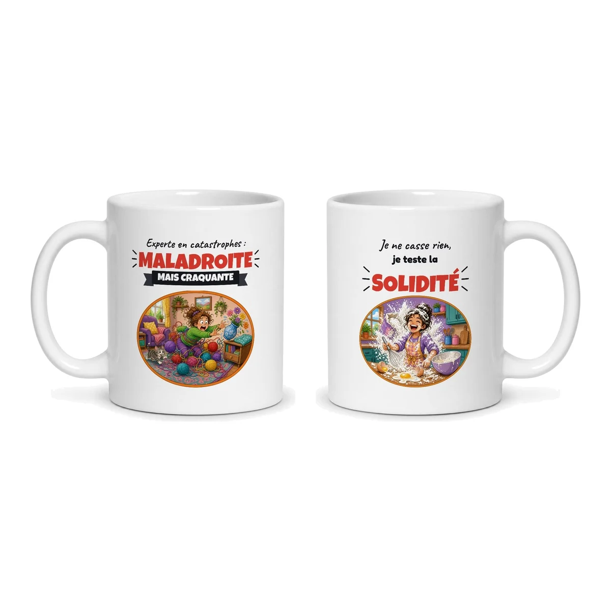 Mug maladroite – les deux faces du mug côte à côte
