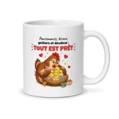 Mug maman poule – mug blanc vu du dos