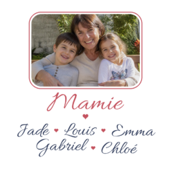 Visuel du mug Mamie photo personnalisé avec cinq prénoms de petits-enfants
