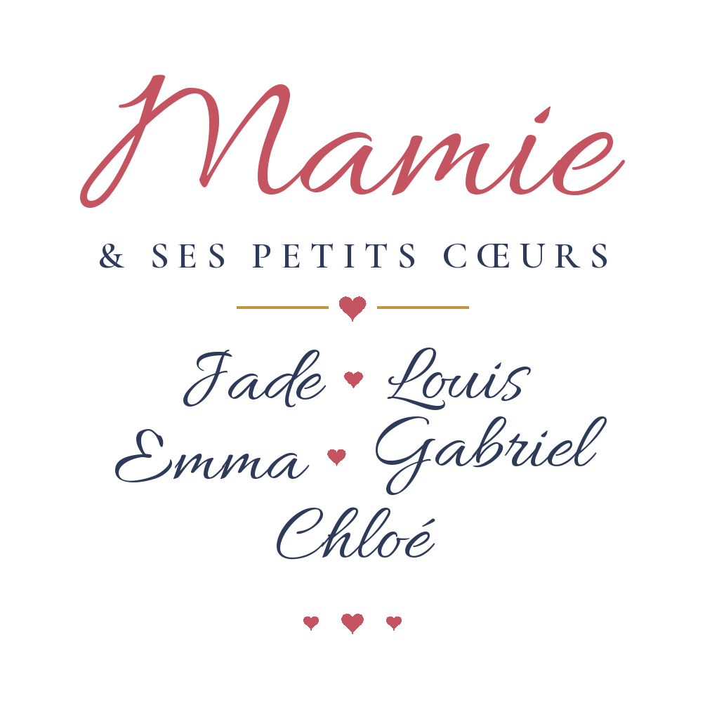 Visuel du mug Mamie personnalisé avec cinq prénoms de petits-enfants