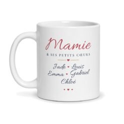 Mug Mamie personnalisé avec les prénoms des petits-enfants – cadeau mamie, face avant