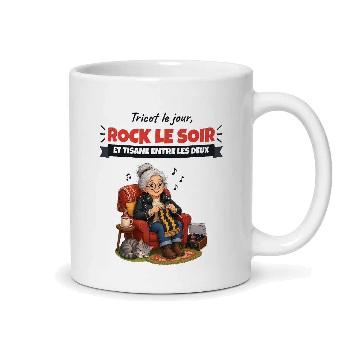 Mug mamie rock – mug blanc vu du dos