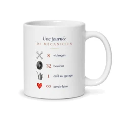 Mug mécanicien auto personnalisé prénom – mug blanc vu du dos
