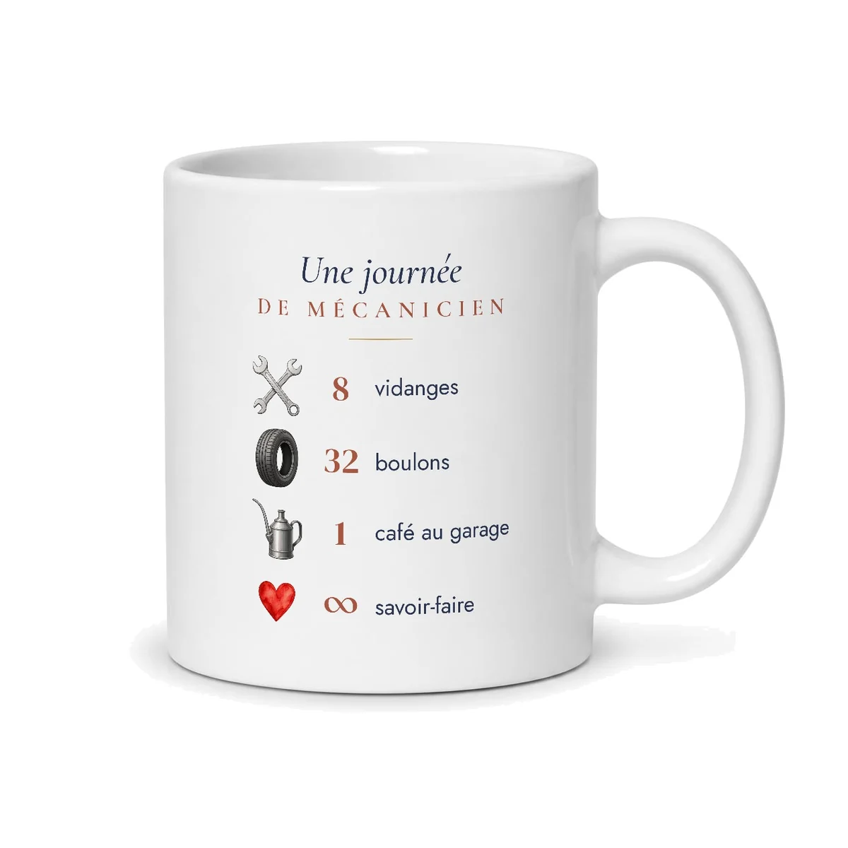 Mug mécanicien auto personnalisé prénom – mug blanc vu du dos