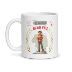 Mug « Le meilleur beau-fils du monde » – jeune homme illustré au trophée – mug personnalisé