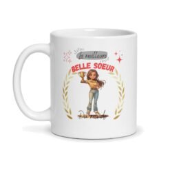 Mug « La meilleure belle-sœur du monde » – jeune femme illustrée au trophée – mug personnalisé