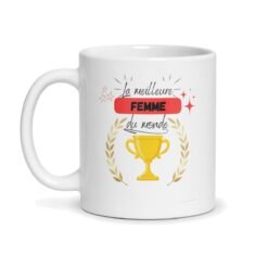 Mug « La meilleure femme du monde » – coupe d’or pour votre compagne – mug personnalisé