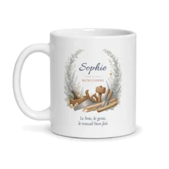 Mug menuisière personnalisé prénom – mug blanc vu de face