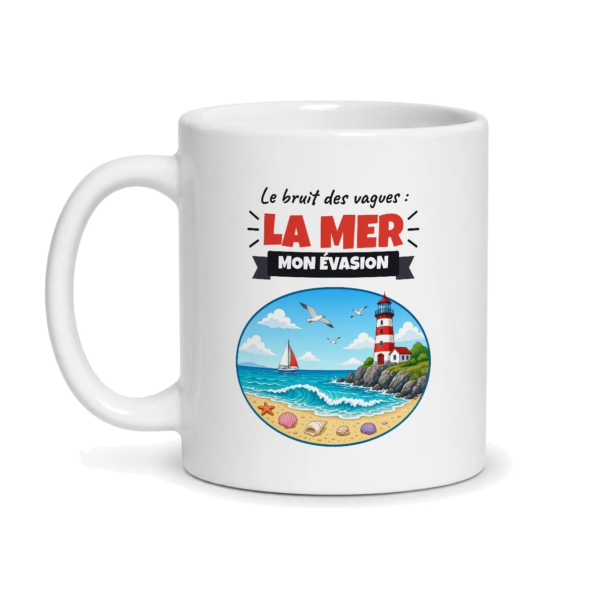 Mug mer – mug blanc vu de face