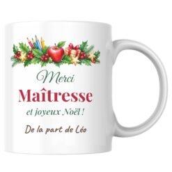 Mug Merci Maîtresse Noël personnalisé – mockup du mug