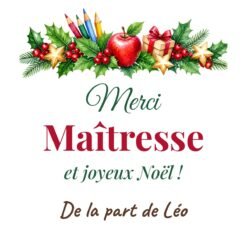 Mug Merci Maîtresse Noël personnalisé – design à plat