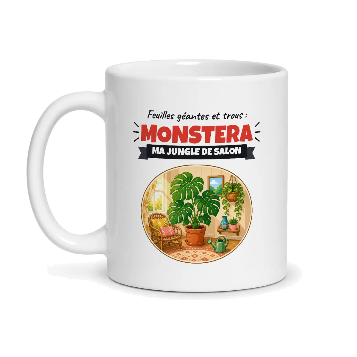 Mug monstera – mug blanc vu de face