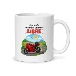 Mug motard – mug blanc vu du dos