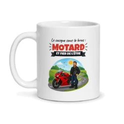 Mug motard – mug blanc vu de face