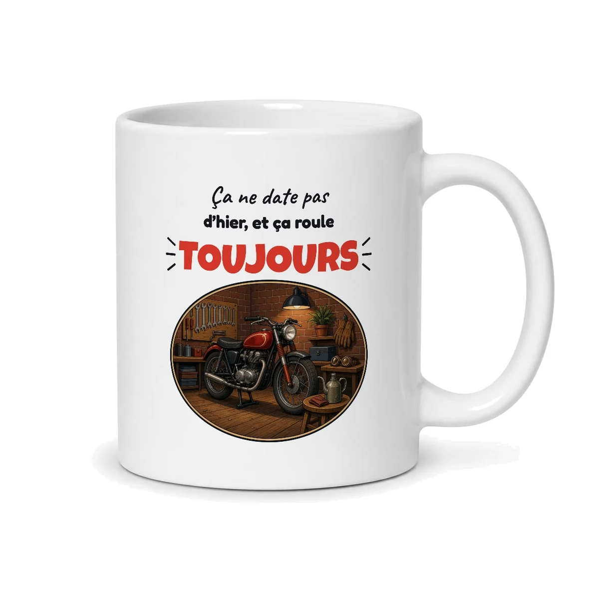 Mug moto vintage – mug blanc vu du dos