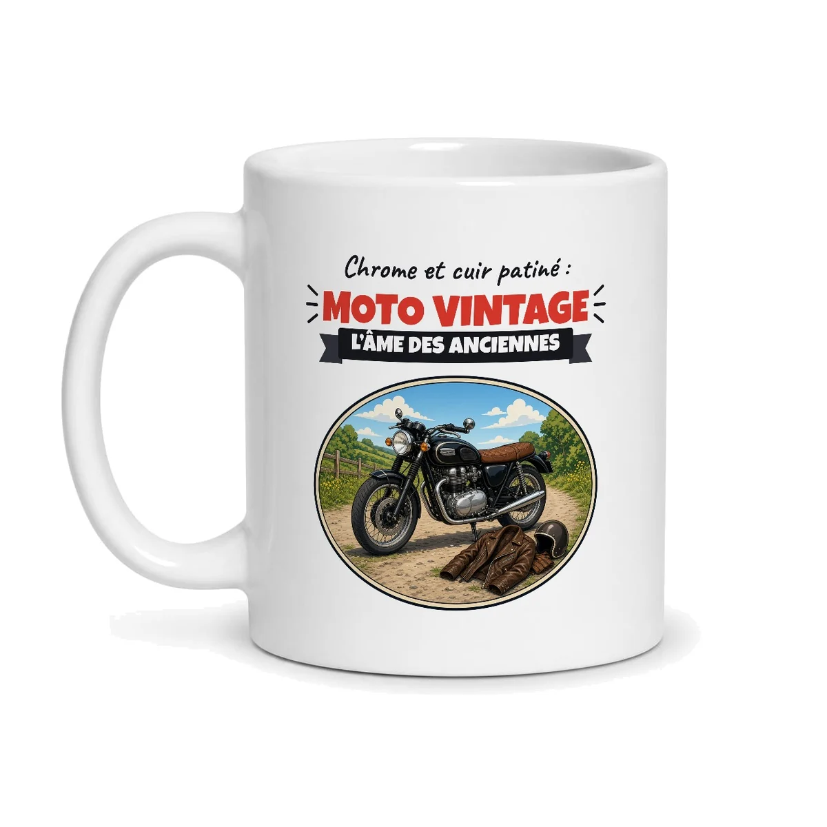 Mug moto vintage – mug blanc vu de face
