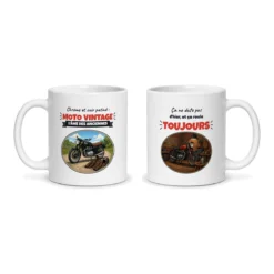 Mug moto vintage – les deux faces du mug côte à côte