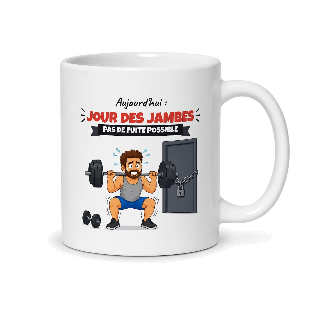Mug musculation – mug blanc vu du dos