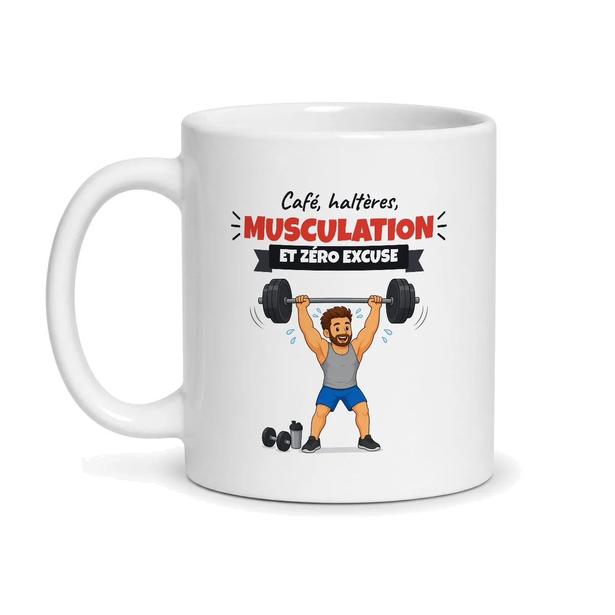 Mug musculation – mug blanc vu de face