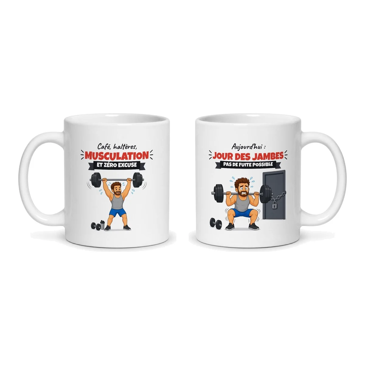 Mug musculation – les deux faces du mug côte à côte