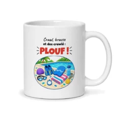 Mug natation – mug blanc vu du dos