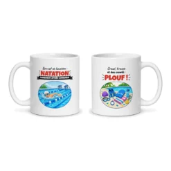 Mug natation – les deux faces du mug côte à côte