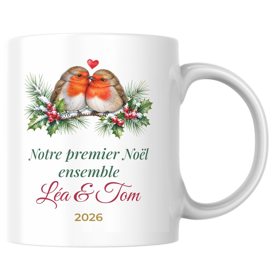 Mug Notre premier Noël ensemble personnalisé prénoms – mockup du mug