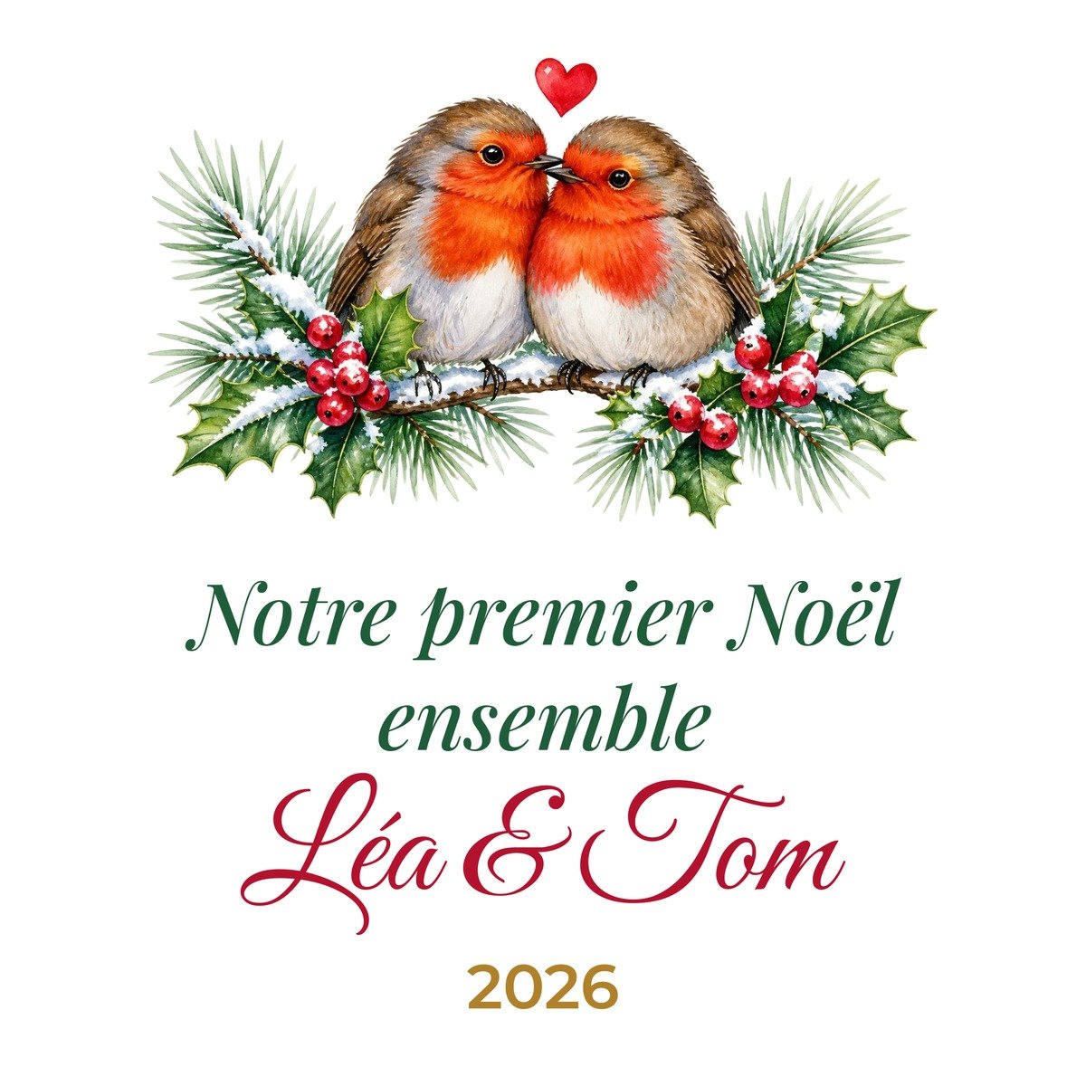 Mug Notre premier Noël ensemble personnalisé prénoms – design à plat