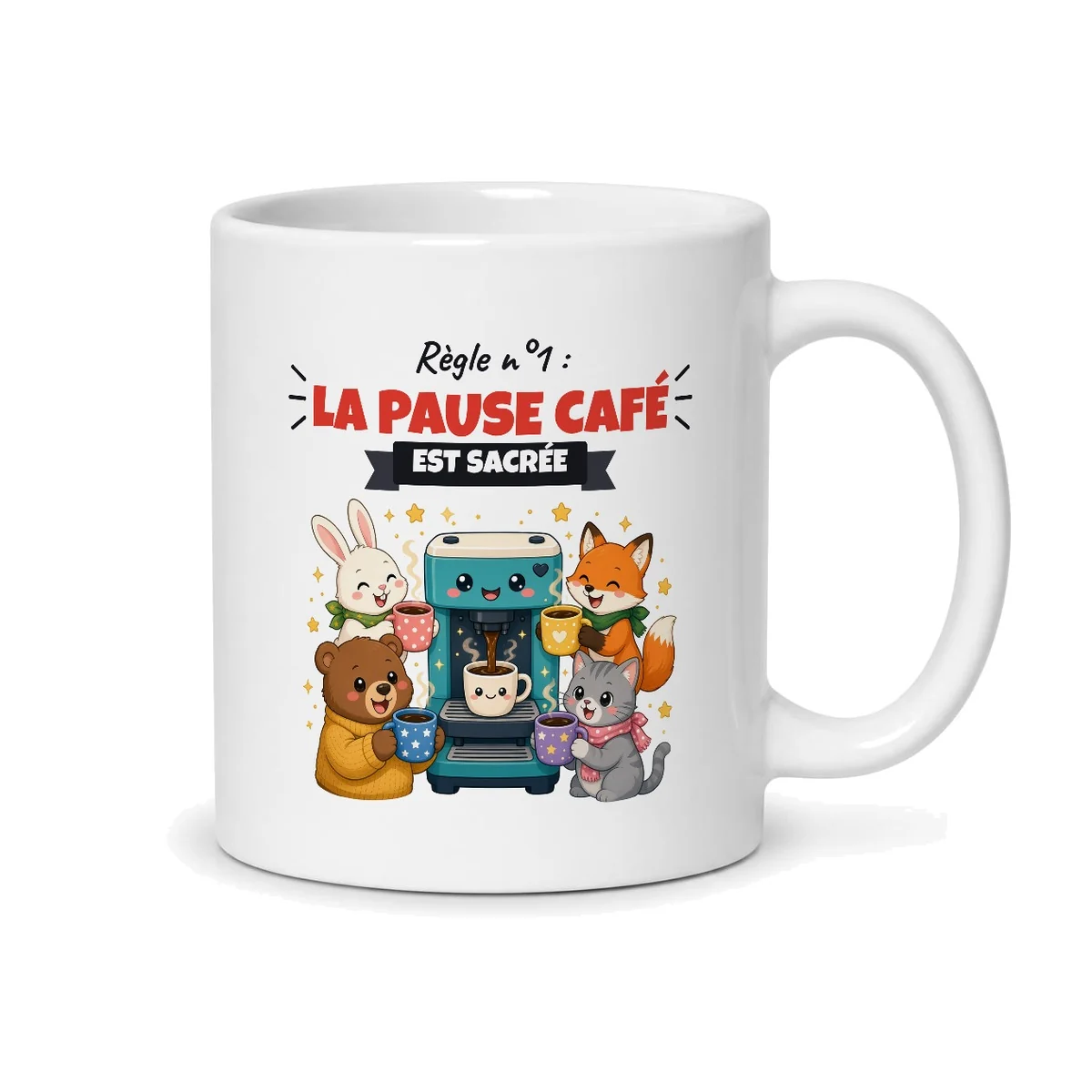 Mug nouveau collègue – mug blanc vu du dos