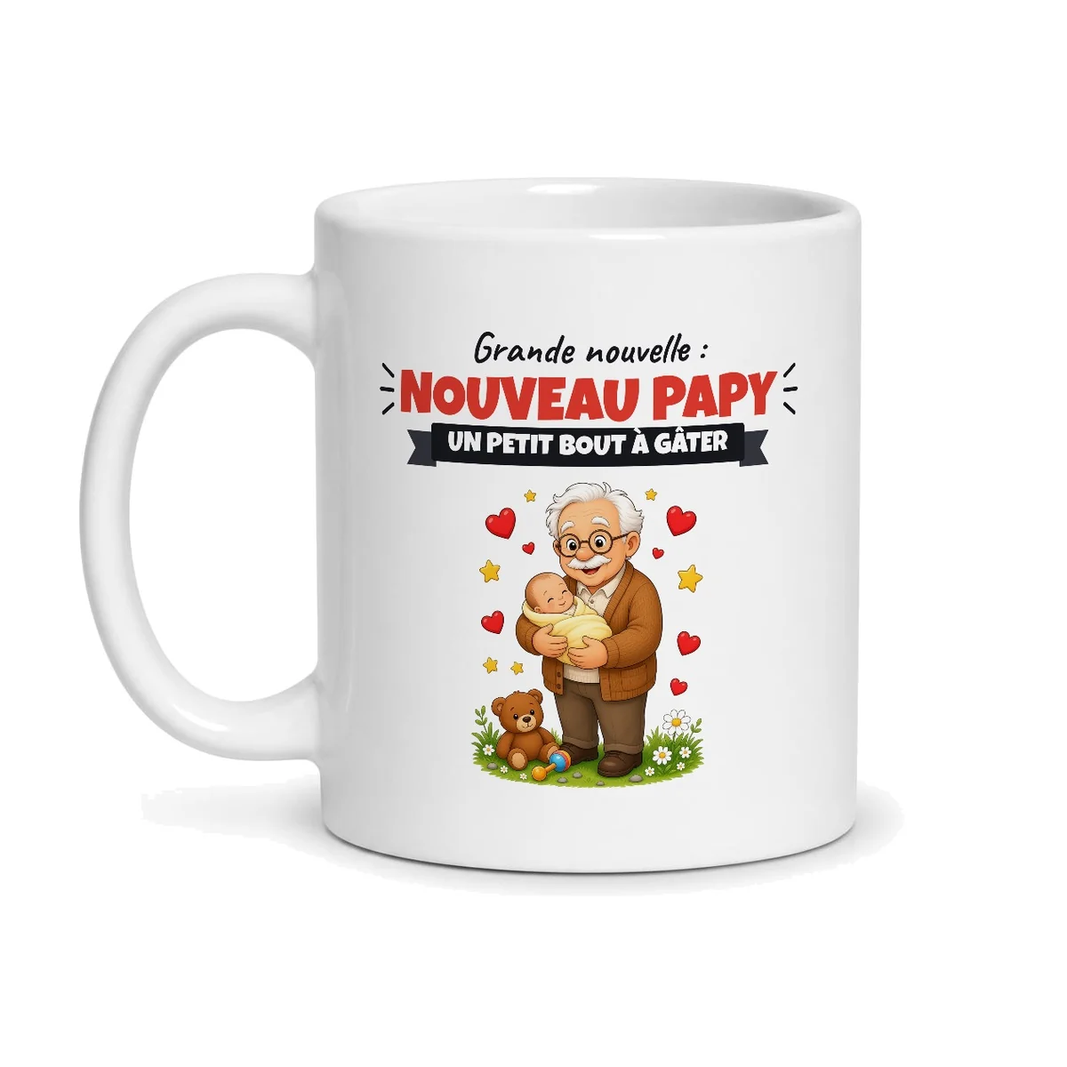 Mug nouveau papy – mug blanc vu de face