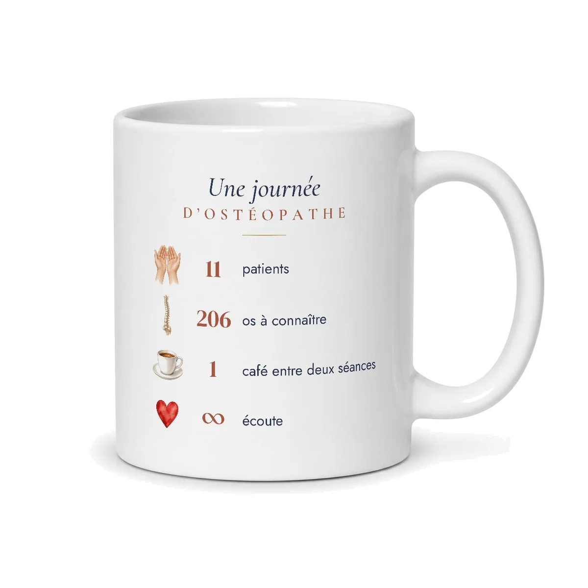 Mug ostéopathe personnalisé prénom – mug blanc vu du dos