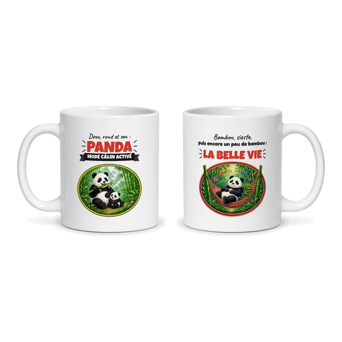 Mug panda – les deux faces du mug côte à côte
