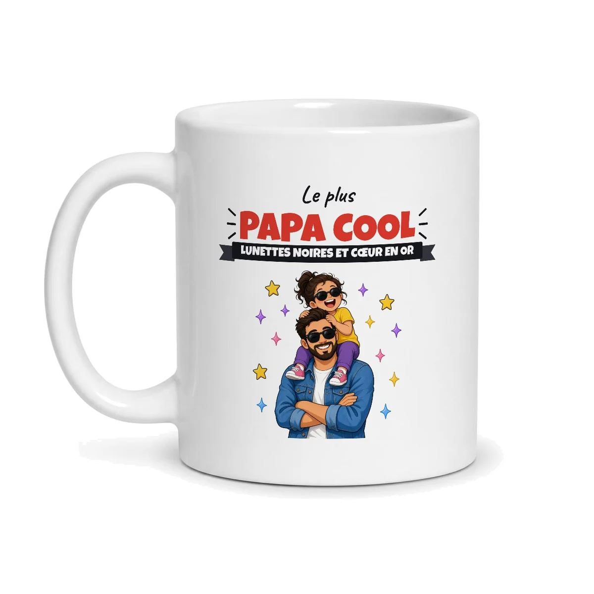Mug papa cool – mug blanc vu de face