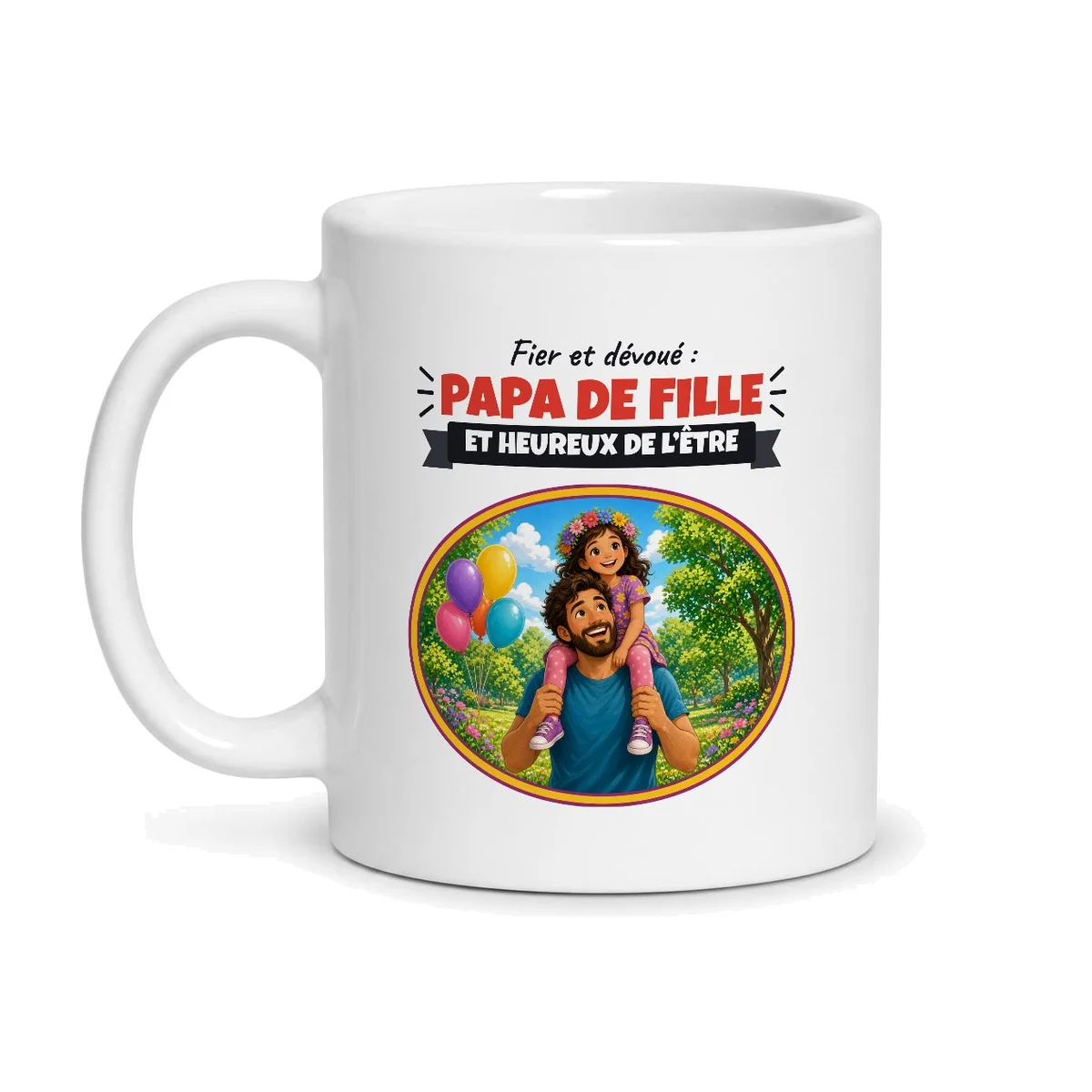 Mug papa de fille – mug blanc vu de face
