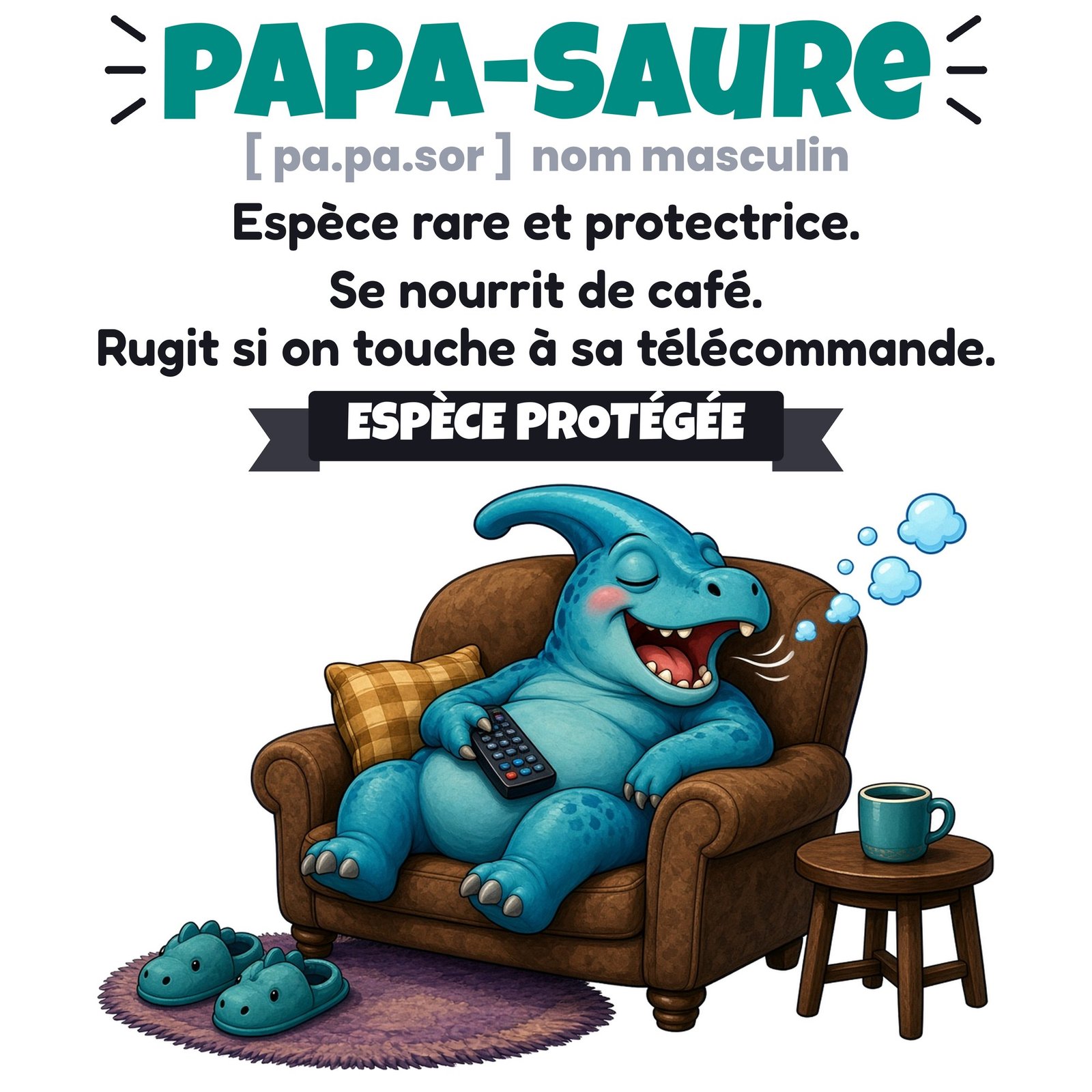 Visuel de la face arrière du mug Papa-saure personnalisé prénoms