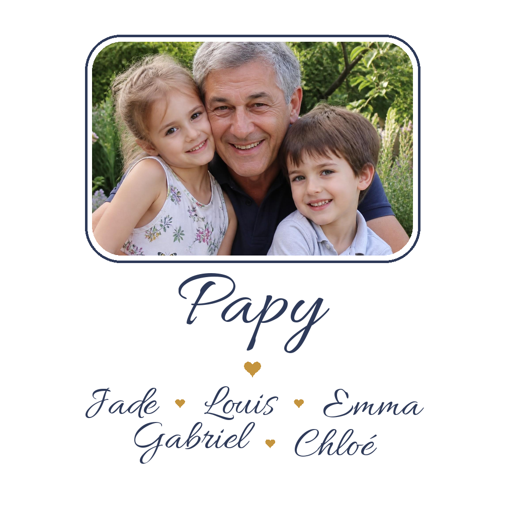 Visuel du mug Papy photo personnalisé avec cinq prénoms de petits-enfants