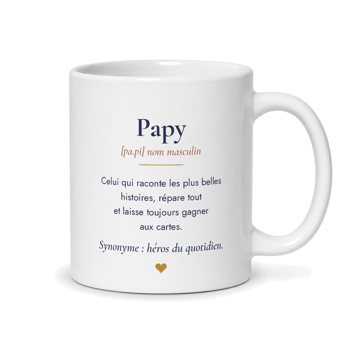 Dos du mug Papy photo personnalisé : définition humoristique de papy