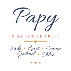 Visuel du mug Papy personnalisé avec cinq prénoms de petits-enfants