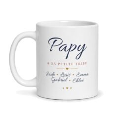 Mug Papy personnalisé avec les prénoms des petits-enfants – cadeau papy, face avant