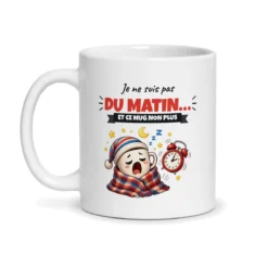 Mug pas du matin Je ne suis pas du matin et ce mug non plus, vue de face