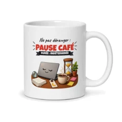 Mug pause café Ne pas déranger durée indéterminée, vue du dos