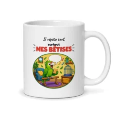 Mug perroquet – mug blanc vu du dos