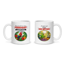 Mug perroquet – les deux faces du mug côte à côte