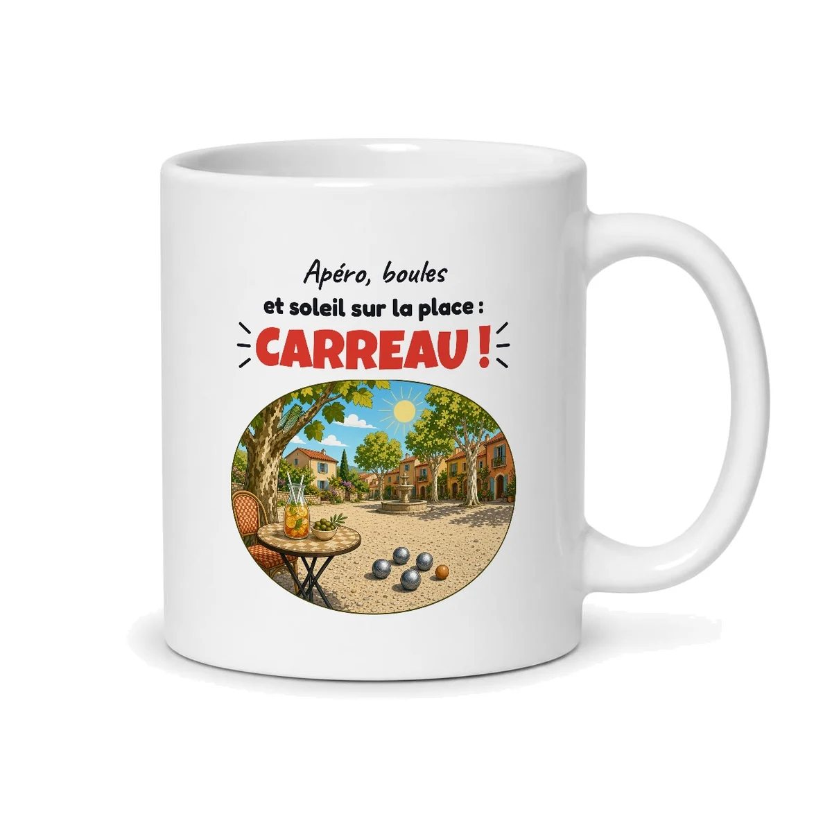 Mug pétanque – mug blanc vu du dos