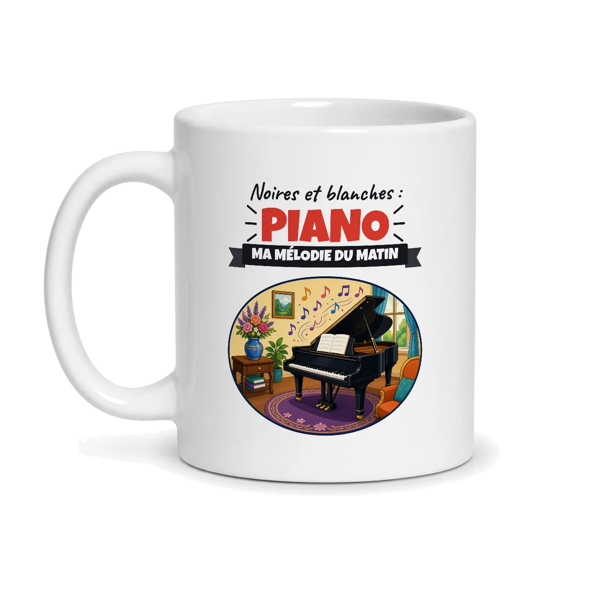 Mug piano – mug blanc vu de face