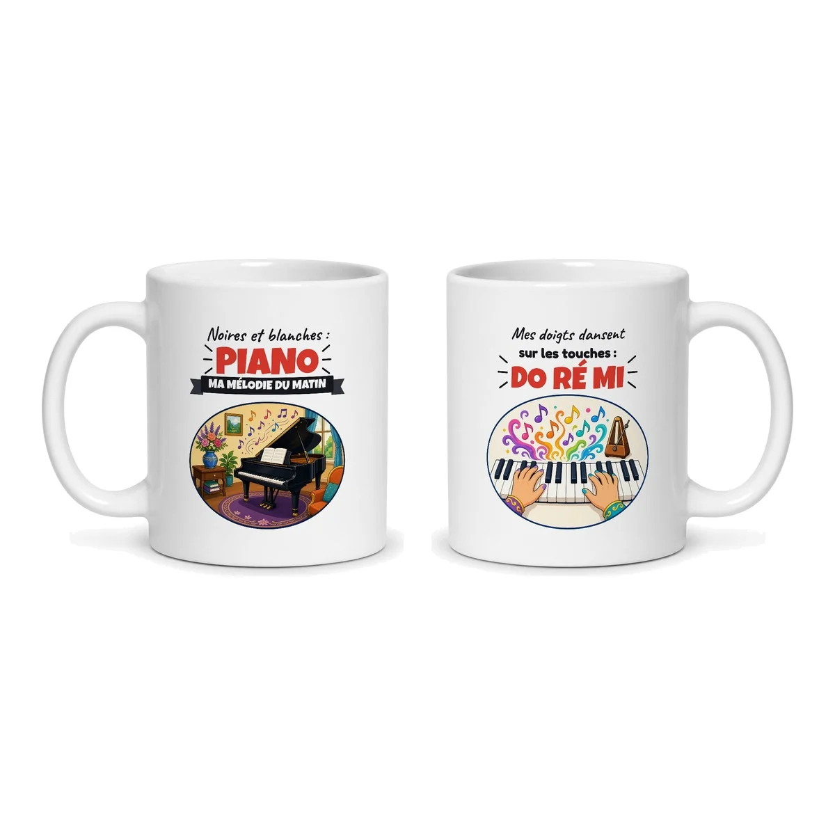 Mug piano – les deux faces du mug côte à côte