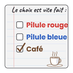 Mug pilule rouge ou pilule bleue, visuel de la face arrière